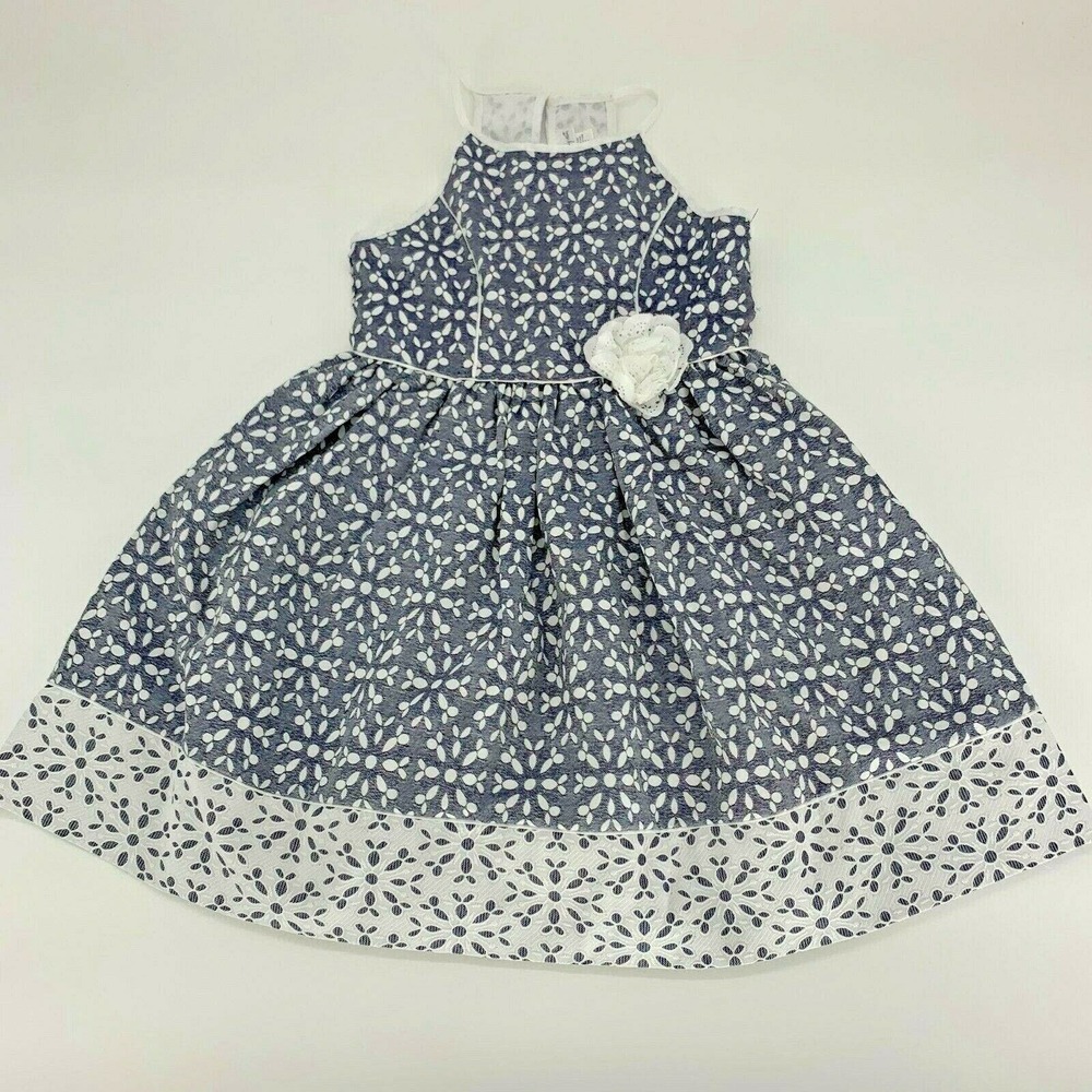 Emily West Gray White Floral Formal Baby Girl’s Dress Kid’s